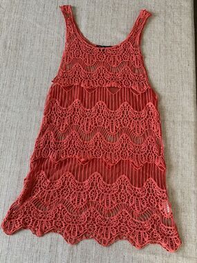 MAXINNE MODE Tunic dress. Crochet Knit Beautiful dutch orange color S/M